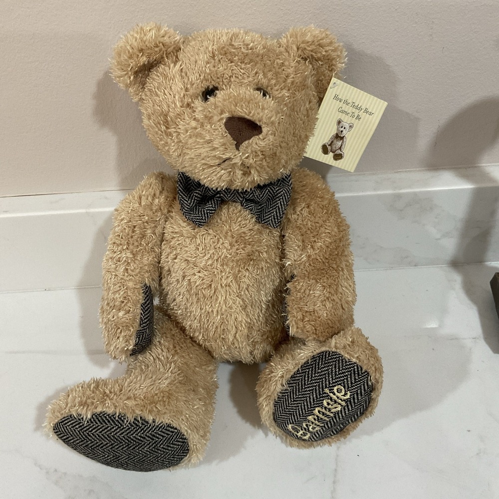 NWT Barnsie Barnes & Noble teddy bear plush stuffed animal 2015 Bow tie 15" New